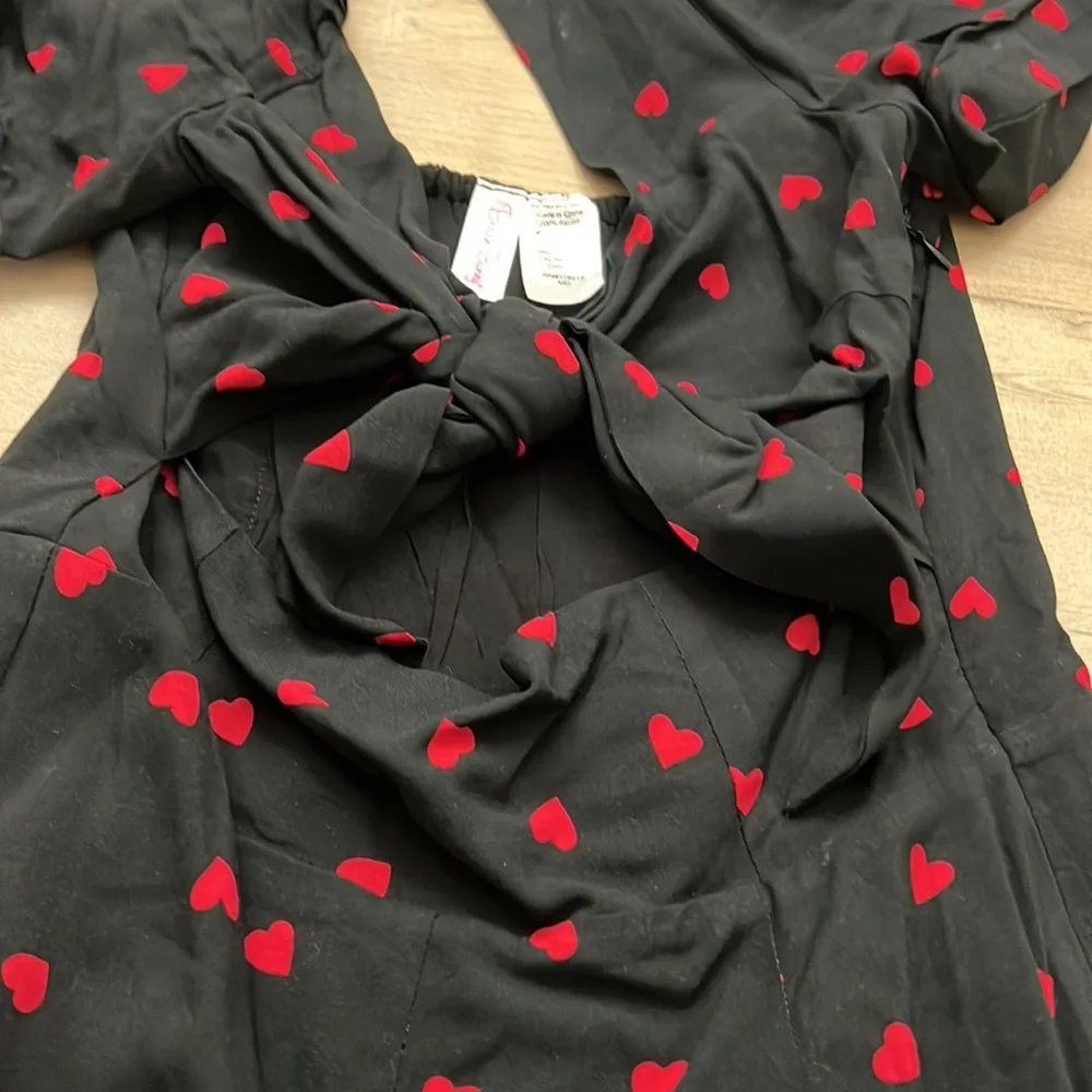 BEACH BUNNY Ryley Romper Black with Red Hearts. Medium NWT - Picture 5 of 6